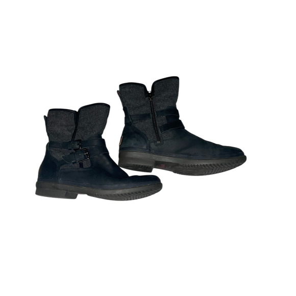 UGG Simmens Womens 10 Waterproof Boots Black Leather Suede Zip Buckle Wool Lined - Picture 7 of 12